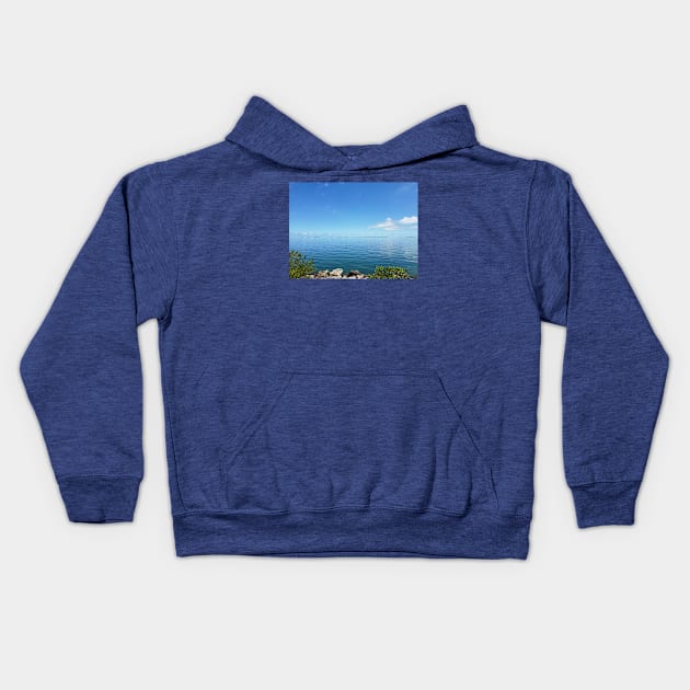 Calm Ocean Day Kids Hoodie by Rosemarie Guieb Designs